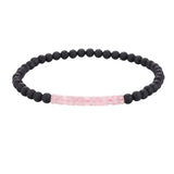 Matte Black Onyx 4mm Round Bead Bracelet Heishi Spacer Stone Bead Unisex Elastic Stackable Healing Crystal Wrist Jewelry #SB3156