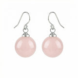 Women Gemstone Balls Drop Earring Healing Chakra Crystal 10MM Beads Dangle Earrings