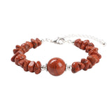 Natural Chip Gemstone Bracelet 10mm Round Focal Bead  Adjustable Chain Healing Crystal Boho Stackable Bracelets for Women #SB3158
