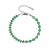 6MM Heishi Disc Spacer Round Bead Gemstone Bracelet Silver Chain Adjustable #SB3145