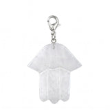 Natural Crystal Hamsa Hand Charm Tag Gemstone Bag Pendant with Lobster Clasp for Protection