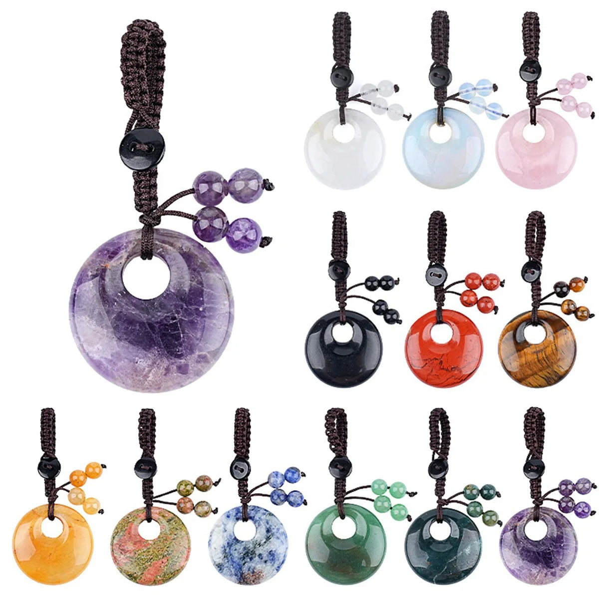 30MM Crystal Donut Keychain – Elegant Gemstone Bag Charm & Key Accessory