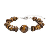 Natural Chip Gemstone Bracelet 12mm Round Focal Bead  Adjustable Chain Healing Crystal Boho Stackable Bracelets for Women #SB3158