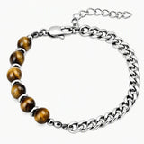 8MM Natural Stone Bead Stainless Steel Curb Chain Bracelet Unisex Healing Crystal Adjustable Men Women Stackable Jewelry #SB3152