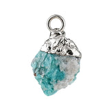 Natural Raw Crystal Gemstone Pendant Irregular Rough Stone Healing Quartz Charms Gold Plated Cap for DIY Jewelry Making