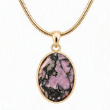 Faceted Oval Natural Crystal Gold Plated Pendant Necklace Snake Chain Multiple Stone Healing Stone Necklace