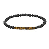 4mm Lava Rock Round Bead Bracelet Natural Stone Flat Disc Bead Stretch Bracelet Boho Crystal Jewelry for Women #SB3156