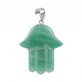 Natural Gemstone Hamsa Hand Pendant  for Making Jewelry Healing Crystal Fatima Charms Protective Amulet Jewelry