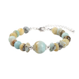 Natural Chip Gemstone Bracelet 10mm Round Focal Bead  Adjustable Chain Healing Crystal Boho Stackable Bracelets for Women #SB3158