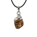 Healing Chakra Crystal Necklace for Women Men  Silver Cap  Irregular Rough Tumbled Stone Pendant Jewelry