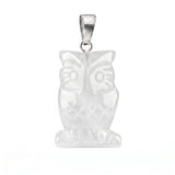 25mm Craved Owl Gemstone Pendant for Making Jewelry Healing Crystal Animal Figurine Gift SP2329
