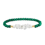 4mm Natural Gemstone Round Bead Stretch Bracelet With Clear Quartz Chip Crystal & Gold Spacers Unisex Healing Stackable Wristband Multi‑Stone Gift #SB3144