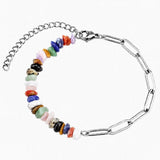 Healing Crystal Chips Stone Paperclip Link Bracelet Dainty Layering Handmade Bracelet Multiple Stone Options #SB3165