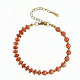 6MM Heishi Disc Spacer Round Bead Gemstone Bracelet Gold Chain Adjustable #SB3145