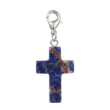 Gemstone Cross Charms with Lobster Clasps 18x25mm Healing Crystal Pendant for DIY Jewelry Making Reiki Energy #SP1030