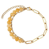 6MM Heart Shape Gemstone Paperclip Chain Bracelet Gold Stainless Steel Adjustable Dainty Stackable Women Jewelry #SB3164