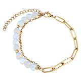 6MM Heart Shape Gemstone Paperclip Chain Bracelet Gold Stainless Steel Adjustable Dainty Stackable Women Jewelry #SB3164