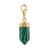 Hexagonal Crystal Bullet Stone Pendant Bag Tag Charm Gold Lobster Clasp Purse Handbag Zipper Pull DIY Jewelry Making Accessories #SP2057