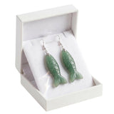 Hand Carved Gemstone Fish Earrings for Women Crystal Dangle Earrings with Hypoallergenic Hooks Healing Stone Jewelry Gift Box