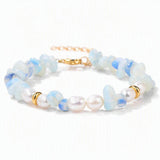 Wholesale Natural Gravel Stone Freshwater Pearl Bracelet Multi Color Crystal Beaded Bracelet Jewelry Gift for Women #SB3136