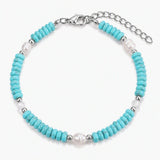 6MM Heishi Disc Stone Bracelet Freshwater Pearl Gold Adjustable Chain Boho Stackable Beaded Jewelry For Women #SB3137