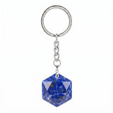 22mm Faceted Hexagon Natural Stone Keychain Healing Crystal Bag Charm Ring Jewelry Gift