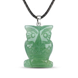 25mm Healing Crystal Owl Gemstone Necklace Jewelry Fashion Reiki Stone Pendant for Women Men 45CM Black Cord SN2329