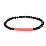 4MM Black Onyx Round Bead Stretch Bracelet Flat Heishi SpacerGemstone Bead Unisex Elastic Stackable Healing Wrist Jewelry #SB3156