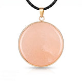 Handcrafted 30mm Natural Gemstone Pendant Necklace 45cm Black Cord | Gold Bezel Healing Crystal Jewelry #SN2060