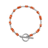 4MM Natural Stone Heishi Disc Bracelet Silver OT Toggle Clasp Dainty Stackable Boho Crystal Beaded Bracelets Women Jewelry #SB3147S