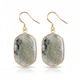 Natural Stone Dangle Earrings Gold Plated Crystal Charms Hook for Women Fashion Drop Ear Jewelry Making #PE2059