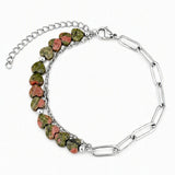 6MM Heart Shape Gemstone Paperclip Chain Bracelet Stainless Steel Adjustable Dainty Stackable Women Jewelry #SB3164