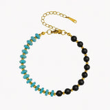 6MM Heishi Disc Spacer Round Bead Matte Onyx Gemstone Bracelet Gold Chain Adjustable #SB3145