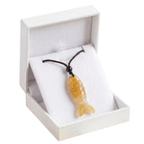 Hand Carved Gemstone Fish Necklace Boho Crystal Pendant Healing Crystal Jewelry for Her/Him Adjustable Gift Box