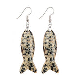 Hand Carved Natural Gemstone Fish Earrings for Women Crystal Dangle Earrings with Hypoallergenic Hooks Healing Stone Jewelry