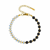 6MM Heishi Disc Spacer Round Bead Matte Onyx Gemstone Bracelet Gold Chain Adjustable #SB3145