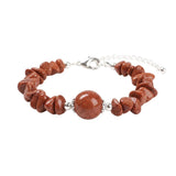 Natural Chip Gemstone Bracelet 12mm Round Focal Bead  Adjustable Chain Healing Crystal Boho Stackable Bracelets for Women #SB3158
