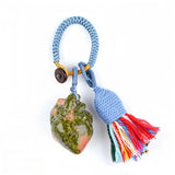 Healing Crystal Heart Key Ring Colorful Tassel Woven Rope Key Holder Women Spiritual Stone Bag Accessory Birthday Gift KC2043