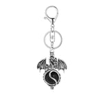 Gothic Winged Dragon Crystal Sphere Keychain, Natural Gemstone Chakra Healing Ball Key Ring, Vintage Pterosaur Bag Charm Pendant for Men & Women
