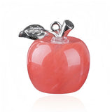 Handmade Craved 20MM Natural Gemstone Apple Keychain Healing Chakra Crystal Stone Charms Key Ring for Women & Girls