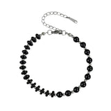 6MM Heishi Disc Spacer Round Bead Gemstone Bracelet Silver Chain Adjustable #SB3145