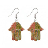 Hamsa Hand Natural Crystal Dangle Earrings Lucky Evil Eye Drop Earrings Spiritual Healing Jewelry For Women Daily Wear PE0671