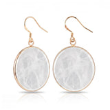 Natural Stone Round Dangle Earrings 30mm Gemstone Crystal Drop Jewelry Gold Plated Hooks #PE2060