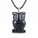 25mm Healing Crystal Owl Gemstone Necklace Jewelry Fashion Reiki Stone Pendant for Women Men 45CM Black Cord SN2329