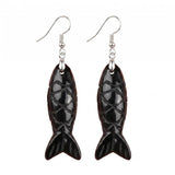 Hand Carved Natural Gemstone Fish Earrings for Women Crystal Dangle Earrings with Hypoallergenic Hooks Healing Stone Jewelry