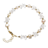 Natural Freshwater Pearl & Stone Bracelet Irregular Chip Crushed Stone Gold Plated Adjustable Chain Bracelet for Women #SB3157