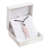 Hand Carved Gemstone Fish Necklace Boho Crystal Pendant Healing Crystal Jewelry for Her/Him Adjustable Gift Box