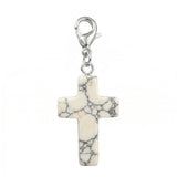Gemstone Cross Charms with Lobster Clasps 18x25mm Healing Crystal Pendant for DIY Jewelry Making Reiki Energy #SP1030