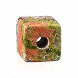 16mm Gemstone Cube Beads for DIY Making Jewelry Drilled 5MM Big Hole Loose Square Crystal Beads #SZ0169