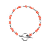 4MM Natural Stone Heishi Disc Bracelet Silver OT Toggle Clasp Dainty Stackable Boho Crystal Beaded Bracelets Women Jewelry #SB3147S